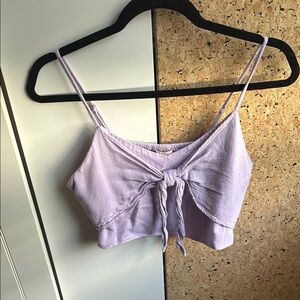 Gianna Bini: Lavender Tie-Front Crop Top